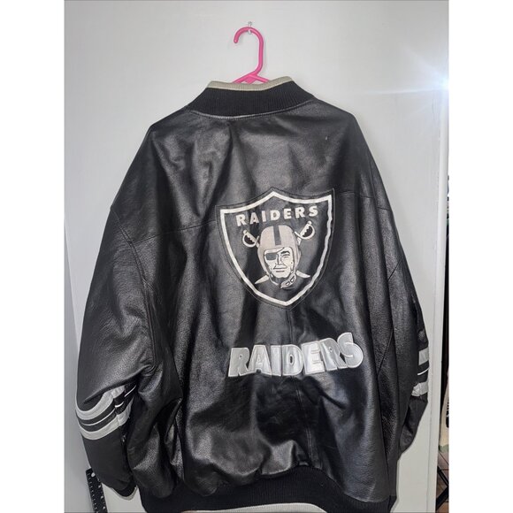 Oakland Raiders Carl Banks G-III Embroidered VTG 90s 100% Leather Jacket Sz 5x - Picture 1 of 6